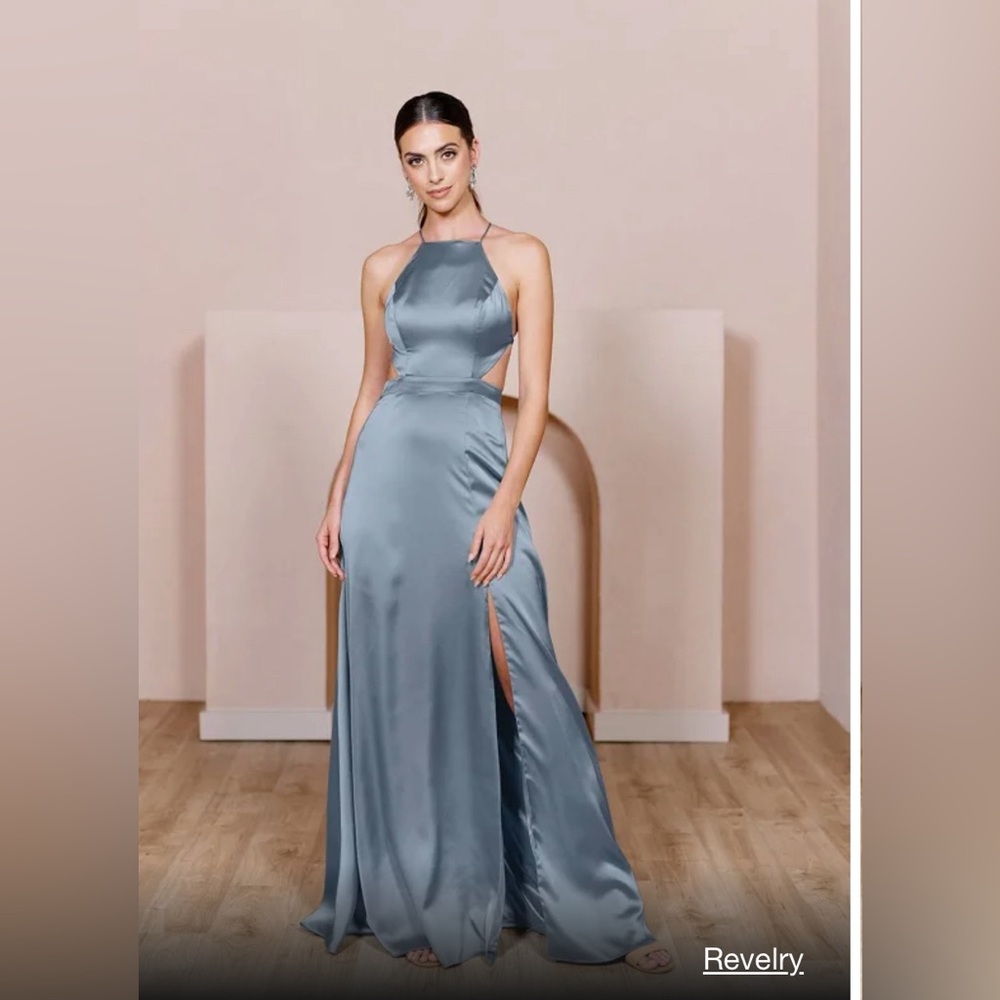 Revelry Haven Satin Dress French Blue